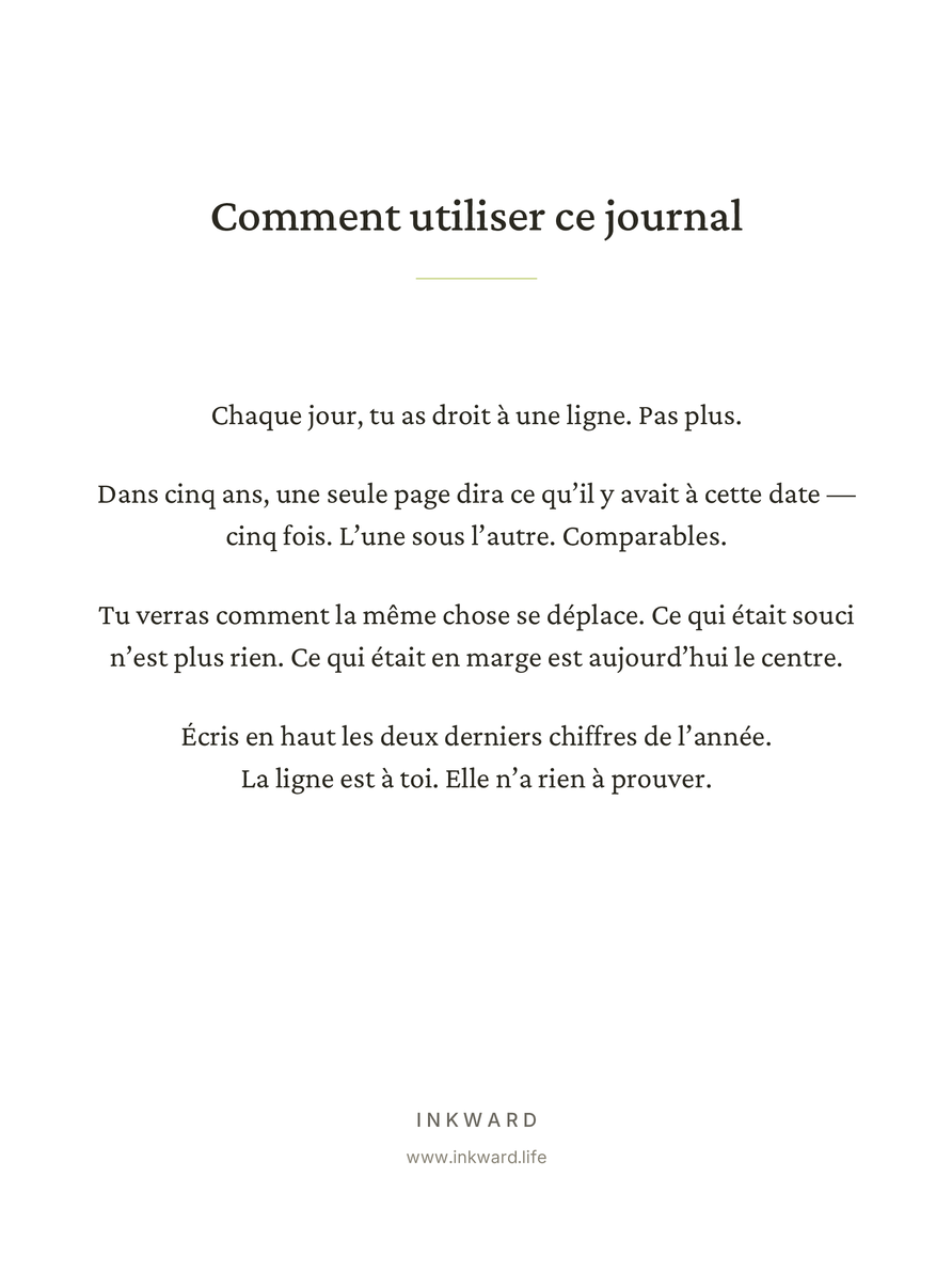 Page intérieure du modèle &laquo;&nbsp;Une ligne par jour&nbsp;&raquo;&nbsp;: comment utiliser ce journal