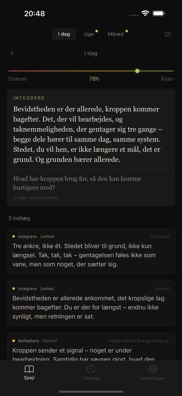 Inkward-appen: dagligt spejl på iPhone