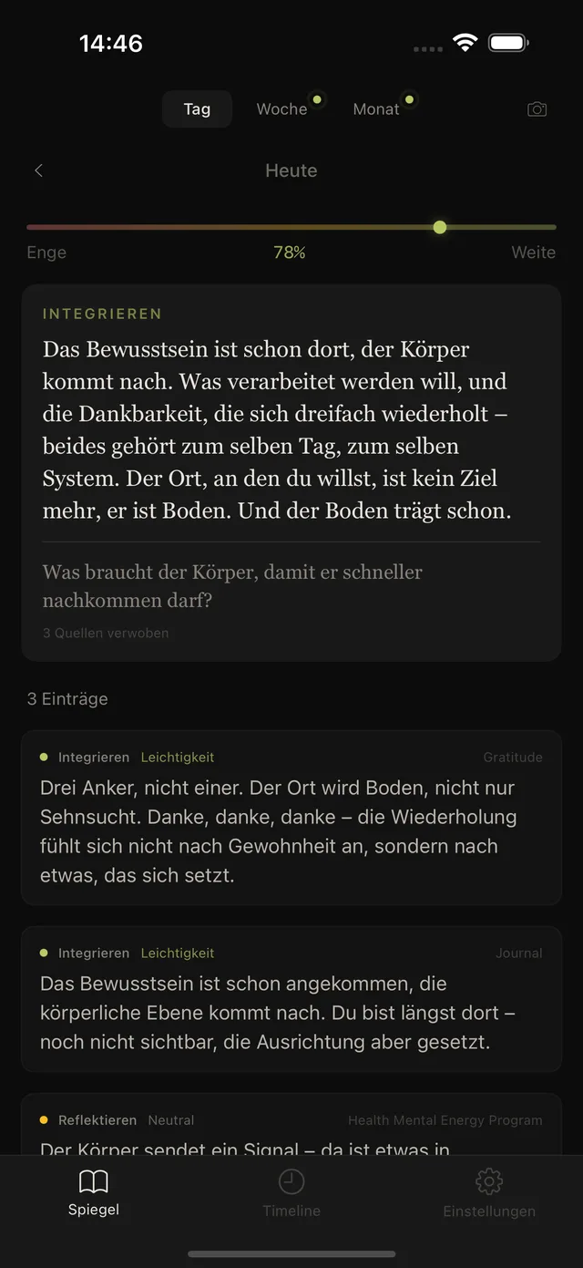 Inkward-App: Tages-Spiegel auf dem iPhone
