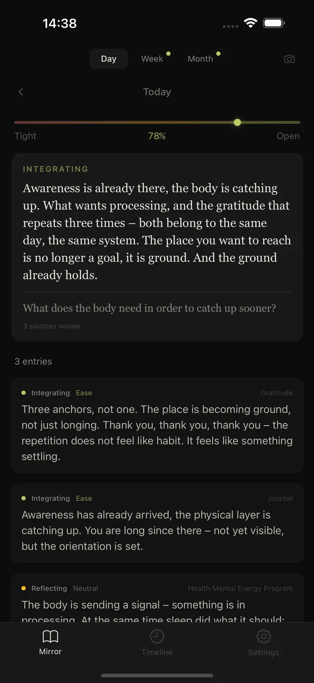 Inkward app: daily mirror on iPhone