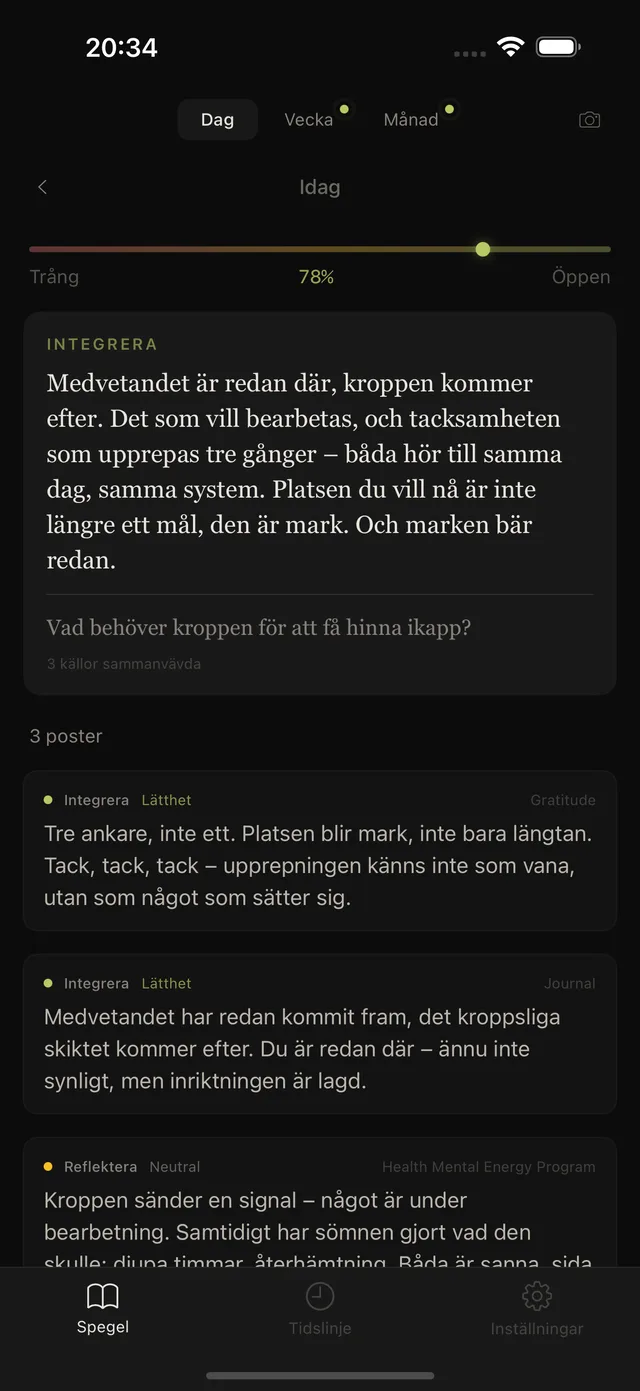 Inkward-appen: daglig spegel på iPhone